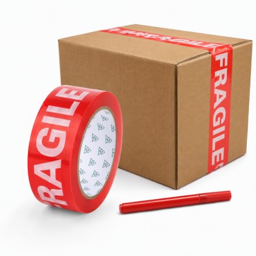 Ipetboom Fragile Warning Tape for Shipping and Moving Boxes, 1 Roll 109Yard
