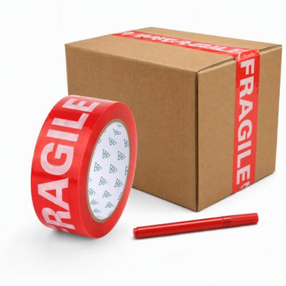 Ipetboom Fragile Warning Tape for Shipping and Moving Boxes, 1 Roll 109Yard