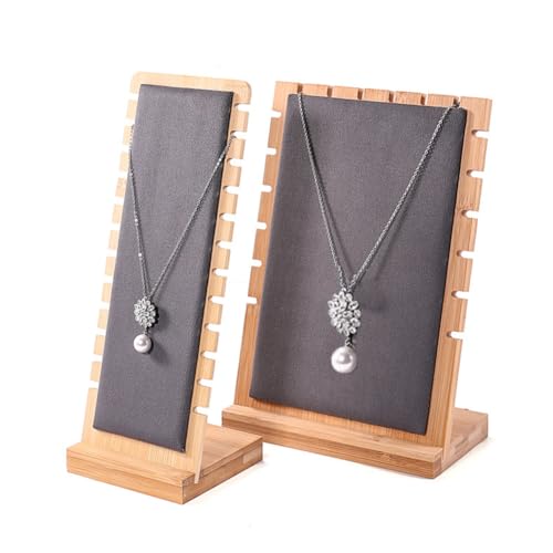 Necklace Display Stands for Selling Necklace Holder Set 3PCS Gray - color: Gray