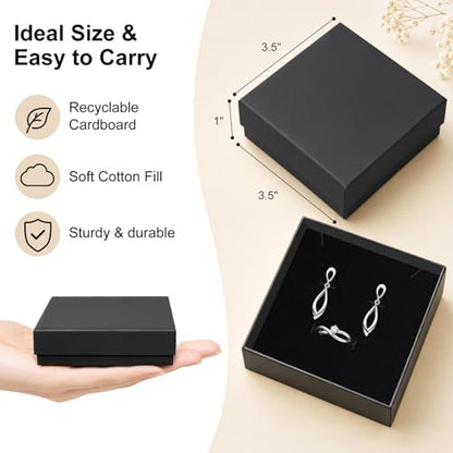 PartyCrazye Jewelry Gift Boxes, 80 Pack 3.5x3.5x1 Inch, Black - color: Black, size: 3.5x3.5x1 Inch (Pack of 80)