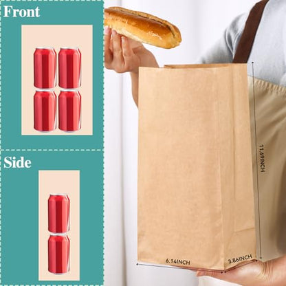 MUCHII 8 LB Paper Lunch Bags, 100 Count Brown Paper Bags, Small Kraft - size: 100Count(Pack of 1,8LB)