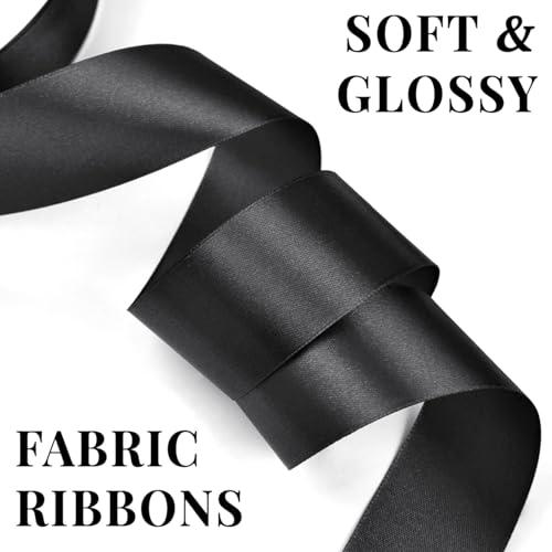 Black Satin Ribbon 1 Inch x 100 Yards - color: Black