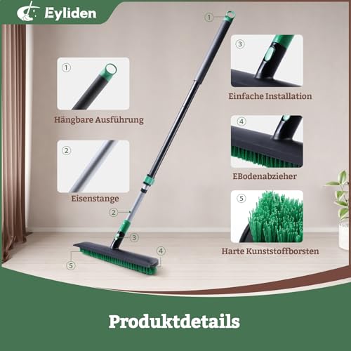 Eyliden Scrub Brush with Squeegee, Floor Deck Tile Bath Cleaning Scrubber