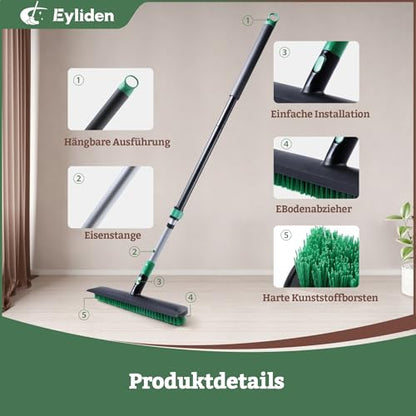 Eyliden Scrub Brush with Squeegee, Floor Deck Tile Bath Cleaning Scrubber