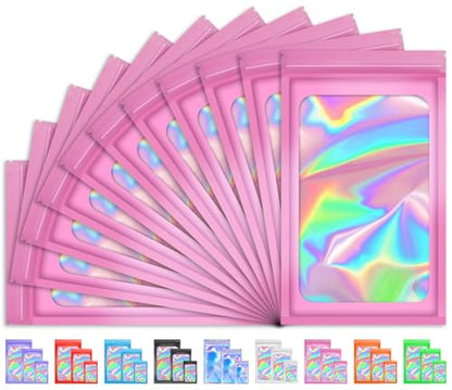 100PCS Resealable Holographic Bags, Jewelry Bags|Pink,2.9x4.7in - color: Pink, size: 2.9x4.7 Inch