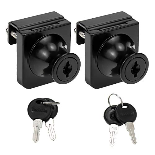 Black Glass Case Lock, 1.38x1.26 Inch Rectangle, 2 Sets, Keyed Different - color: Black, size: 1.38 x 1.26 Inch