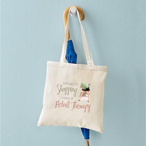 CafePress Retail Therapy Tote Bag Natural Canvas Tote Bag, Reusable Shopping Bag - size: Small