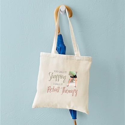 CafePress Retail Therapy Tote Bag Natural Canvas Tote Bag, Reusable Shopping Bag - size: Small