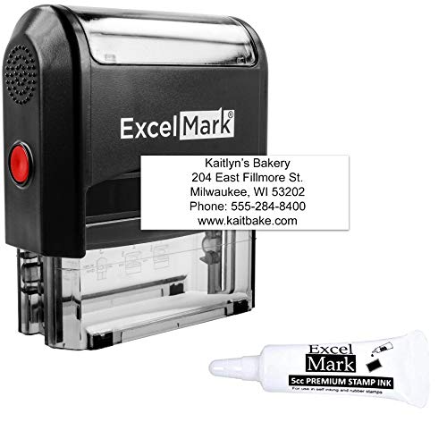 ExcelMark Custom Self Inking Rubber Stamp - Up to 5 Lines - with Refill Ink (A2359) - size: 15/16" x 2-3/8"