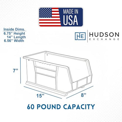 HE HUDSON EXCHANGE 15" x 8" x 7" (6 Pack) Plastic Stackable Storage Bin, Green - color: Green, size: 6 Pack
