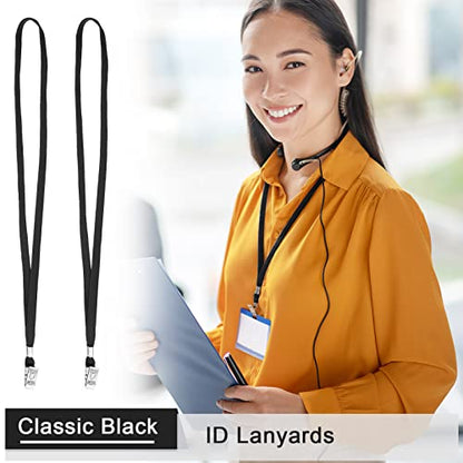 Marspark 200 Pcs Lanyards for ID Badges, Flat Swivel Hook,Black - color: Black