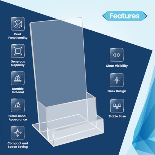 2 Pack Acrylic Brochure Holder Stand 4", Trifold Business Rack Card Holder - size: 7.6x4.4