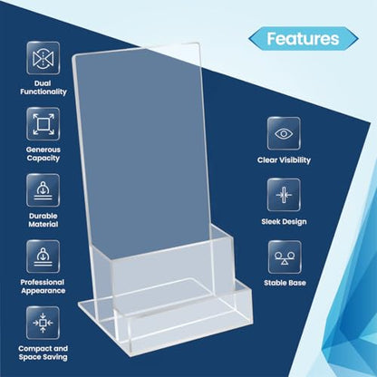 2 Pack Acrylic Brochure Holder Stand 4", Trifold Business Rack Card Holder - size: 7.6x4.4