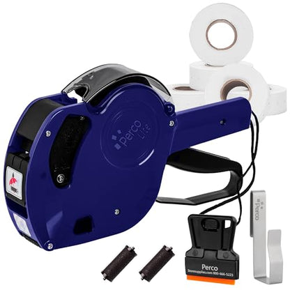 Perco Price Gun 1-Line Kit with 5 White Label Rolls, Clip & Ink Rollers - color: Price Gun Kit