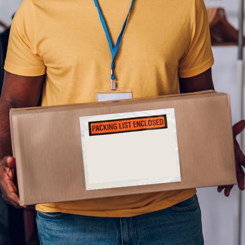 PSBM 1000 PCS, 4.5 x 6 Inch, Panel Face Back Side Load Packing List Envelopes, Orange/Black Printed for Invoices & Slips - size: 4.5 Inch x 6 Inch Orange/Black / Back Side Load