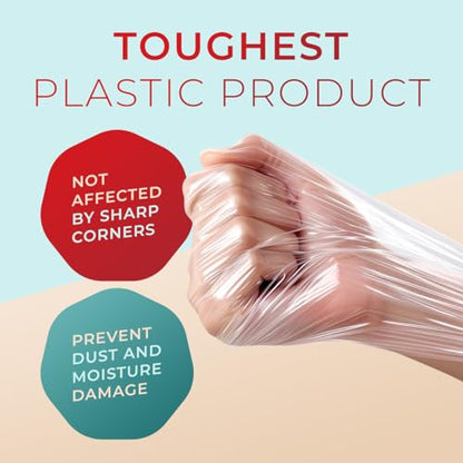 Shrink Wrap Roll for Moving | Stretch Wrap for Packing | Heavy Duty 12 Pack | 5" x 1000' FT - 80 Gauge Thick | Ideal for Furniture, Pallets | Clear - size: 12 Pack