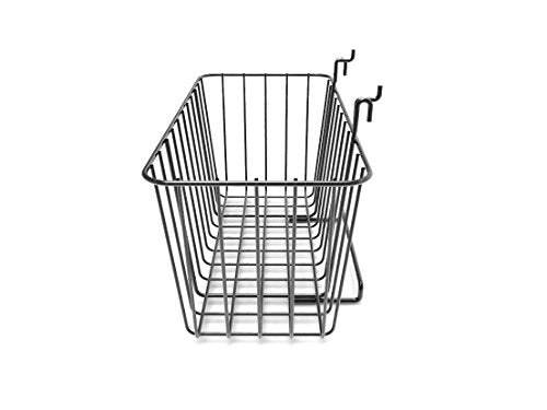 FixtureDisplays® Set of 2 Pcs 12 x 6 Wire Rectangular Basket for Gridwall or Slatwall - Black119076 119076