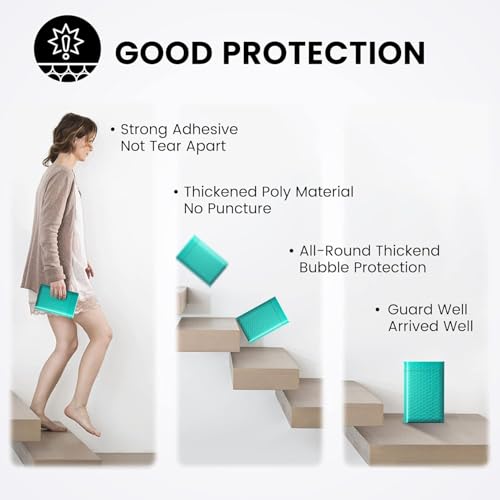 Fuxury Bubble Mailers 4x8" Teal Padded Envelopes 1000Pack - color: Teal, size: 4x8" 1000PC
