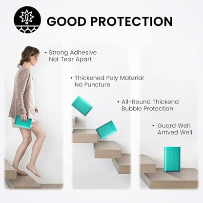 Fuxury Bubble Mailers 4x8" Teal Padded Envelopes 1000Pack - color: Teal, size: 4x8" 1000PC