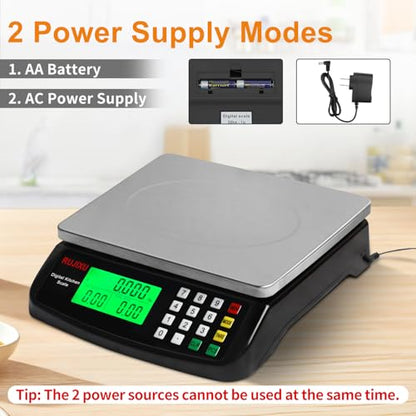 Large Digital Kitchen Scale Black 30kg/66lb Commercial Food Scale Stainless Steel with LCD Display Price Computing Scale for Restaurant Baking Bread Meat Prep Counting Scale for Parts and Coins - color: BLACK 30KG