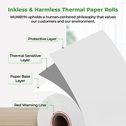MUNBYN 2 1/4" X 85' Thermal Receipt Paper (10 Rolls) Cash Register Paper Rolls Fits for Most Credit Card Terminals, Verifone VX510 VX570 FD50 T4220, BPA Free - size: 2 1/4" x 85', style: 10 Rolls