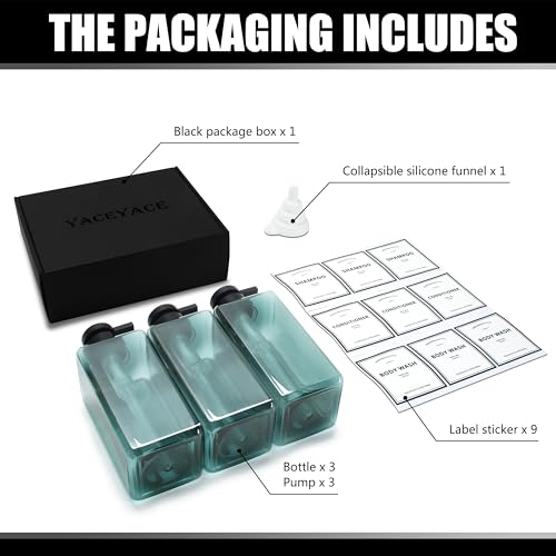 Soap Dispenser Bottles Large Capacity, YACEYACE 25oz Set of 3 Clear Blue - color: Clear Grey Blue, size: 3"L x 3"W x 9.3"H