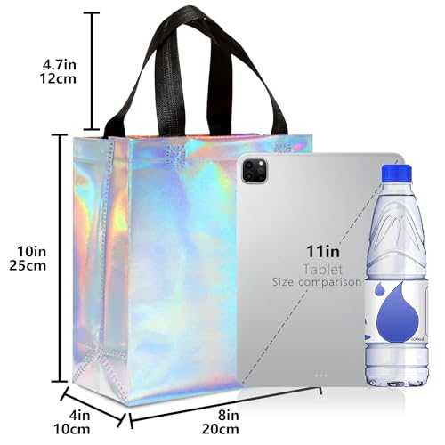 KeerxunBag Holographic Gift Bags - 12pk - Reusable - With Inner Liner Paper - color: iridescent
