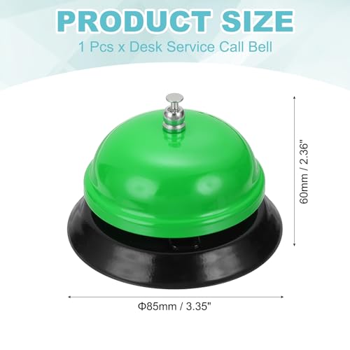 uxcell Desk Service Call Bell, 3.35 Inch Metal Dinner Service Bell Ring for Hotel Restaurant Reception Area and Wedding Party Events, Green - color: Green
