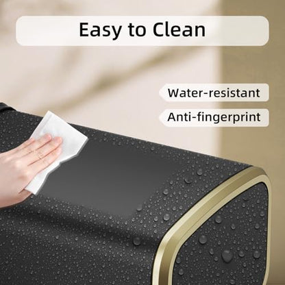 8L/2.1 Gallon Small Bathroom Trash Can with Lid, Swing-Top Rectangular Waste Bin, Stainless Steel Garbage Can for Home, Office, Toilet, Bedroom, Living-Room (Black) - color: Black