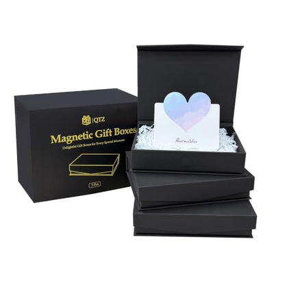 Magnetic Closure Gift Boxes, 3‑Pack Black Small Magnetic Gift Box - color: Black, size: 1 Count (Pack of 3)