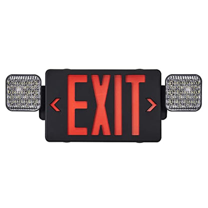 GZRUIYANG Black Housing Exit Sign with Emergency Lights Red, LED Emergency Exit Light with Battery Backup, UL 924 Certified, AC 120/277V, Commercial Emergency Lights Combo for Business - 1 Pack - color: Black Housing Red Letter, size: 1 Pack