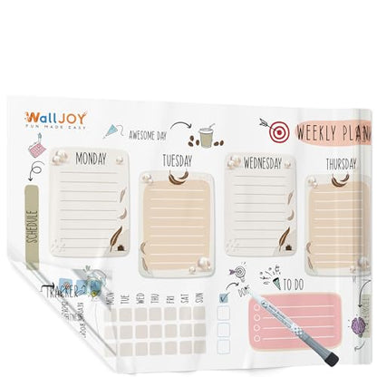 Dry Erase Weekly Calendar, 39.4x16" Weekly Dry Erase Board for Wall - style: Weekly Freehand - Multi-color