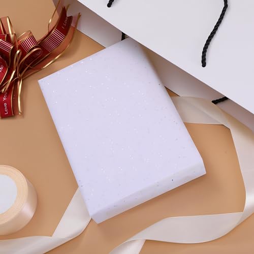 SUNCOLOR 36 Sheets Glitter White Tissue Paper, 20 x 20 Inch Sparkly Wrapping Paper for Gifts, Crafts, Weddings, Baby Showers, Packaging - color: White