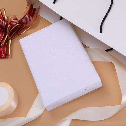 SUNCOLOR 36 Sheets Glitter White Tissue Paper, 20 x 20 Inch Sparkly Wrapping Paper for Gifts, Crafts, Weddings, Baby Showers, Packaging - color: White