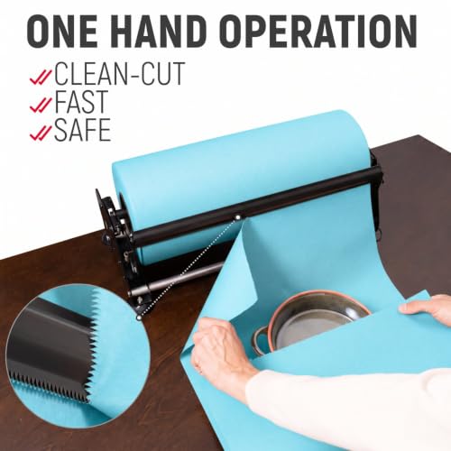 18" Paper Dispenser with Cutter + Light Blue Kraft Paper Roll - color: Light Blue, size: 1 Roll + Dispenser