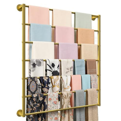 Wall Mounted Scarf Rack, Hijab Hanger Organizer (Gold, 7T-31.5×35.4IN) - size: 7-Tier (31.5×35.4IN)