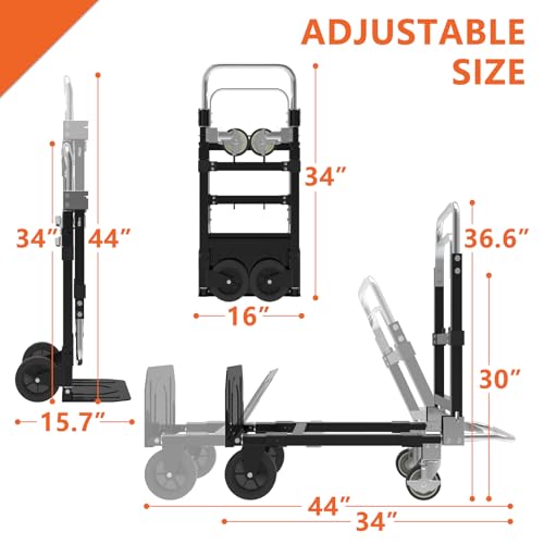3-in-1 Folding Hand Truck, 500 lb Heavy Duty Steel Dolly - color: Black