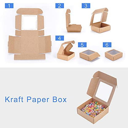 BENECREAT 20Pcs Cardstock Boxes with Clear Window, 3.7x3.7x1.4inch, Brown - color: Brown, size: 1 Count (Pack of 20)