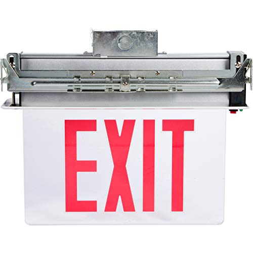 "Morris Products LED Exit Sign - Recessed Mount Edge - Red on Clear Panel, White Housing - Compact, Low-Profile Design - Single Sided Legend - Energy Efficient, High Output - 1 Count, (73331)" - color: Red on Clear (White Housing), size: Single Sided