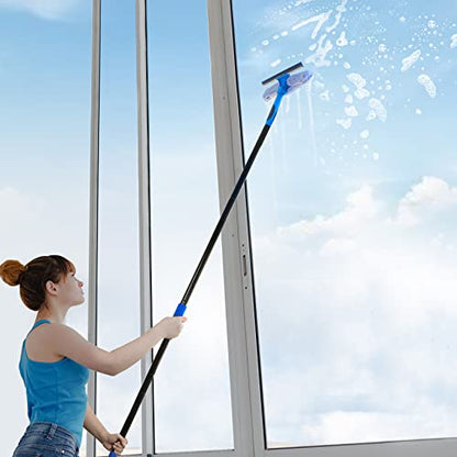 VITEVER Professional 69'' Window Squeegee Cleaner Tool with Extension Pole, 2-in-1 Squeegee for Window Cleaning Kit with Scrubber and Rotating Head, 1 Blade 2 Scrubber (Pack of 2) - size: 69 inches (Pack of 2)