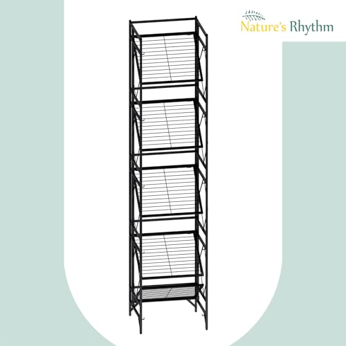 Nature's Rhythm 5-Tier Metal Storage Rack, Adjustable Garage Shelving Metal Shelving Unit(12.84 x 11.27 x 57.52inch, Black) - size: 5-Tier
