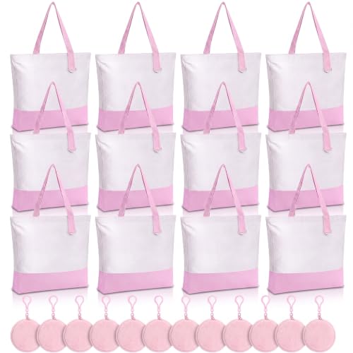Sanwuta Canvas Tote Bags with Zipper Plush Purse Craft - color: Pink