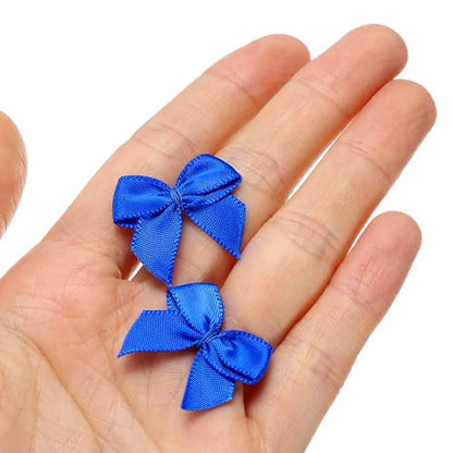 MECCANIXITY Mini Ribbon Bow 1" Mini Fabric Flower Bows Dark Blue 150Pcs - color: Dark Blue