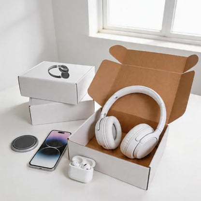 Fishat 12" x 10" x 4" White Corrugated Cardboard Shipping Boxes Set of 5 - size: 12" x 10" x 4"