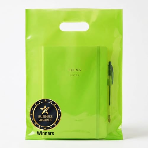 100 Lime Green Plastic Bags With Handles 12x15 Merchandise Bags - color: Lime Green