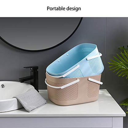 Portable Plastic Shower Caddy Basket Organizer with Handles, Khakis - color: Khakis