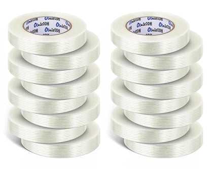 16 Rolls Strapping Tape 1/2 Inch x 60 Yards 5.5 Mil Fiberglass Tape - size: 1/2in x 60Yds