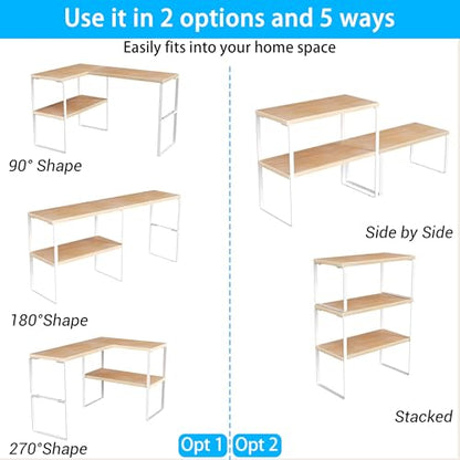 Golener Kitchen Counter Organizer, Countertop Shelf, Adjustable, Stackable - color: Natural Beige, size: Medium