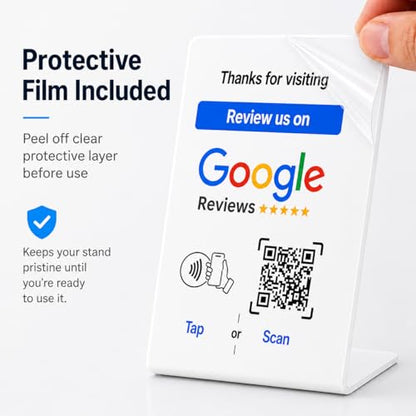 NFC Tap Google Review Stand, White, Large 5.1"x3.5", 3-STANDS - color: White, size: 5.1"x3.5" - 3 STANDS