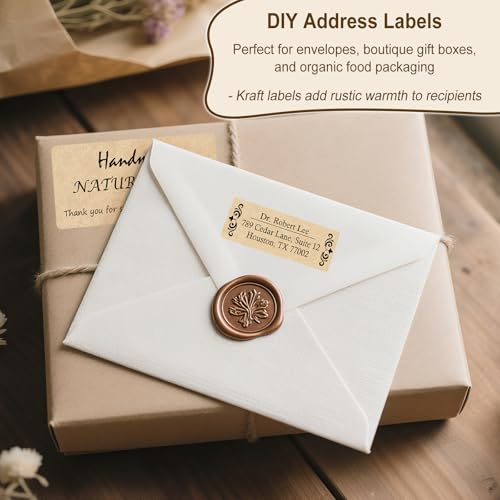 NATURALABEL Kraft Labels for Laser & Inkjet Printers, 1"x2-5/8", 30 Sheets